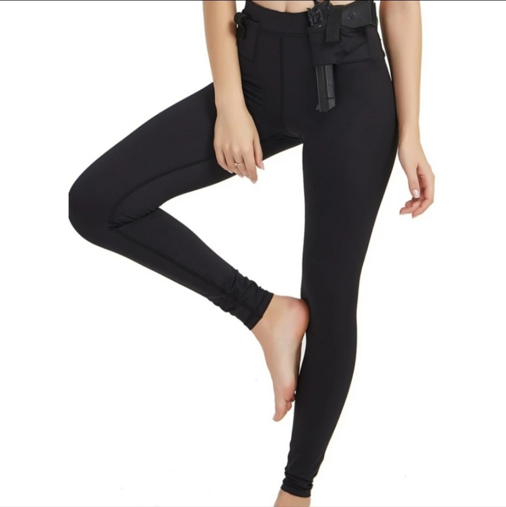 NWOT Graystone Holster Tactical Concealment Women's Black Leggings Size Large.